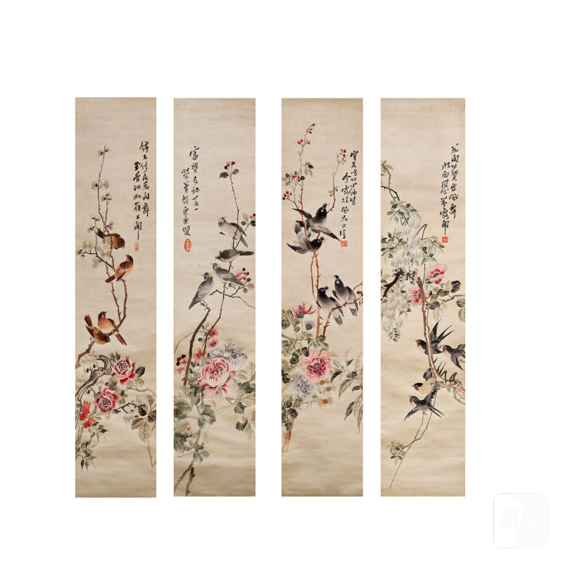 二十世紀 緞繡花鳥紋立軸四幅 | A SET OF FOUR EMBROIDERED 'BIRD' SCROLLS - 图14